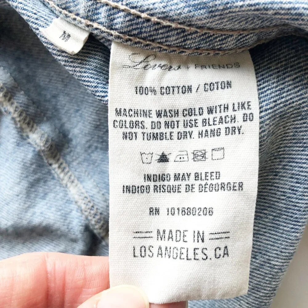 LOVERS + FRIENDS James Distressed Denim Jacket Womens Medium Ripped Casual